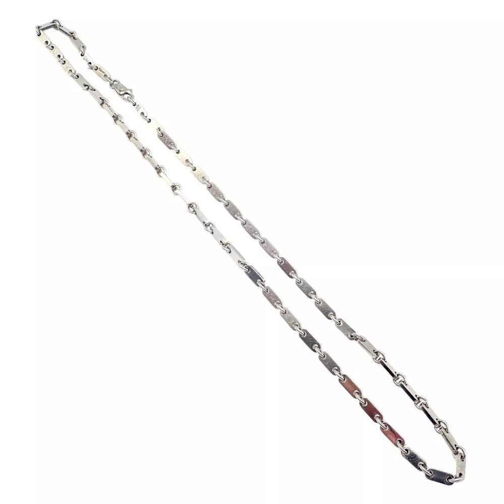 Authentic! Cartier 18k White Gold Flat Link Necklace 17.75" 1998
